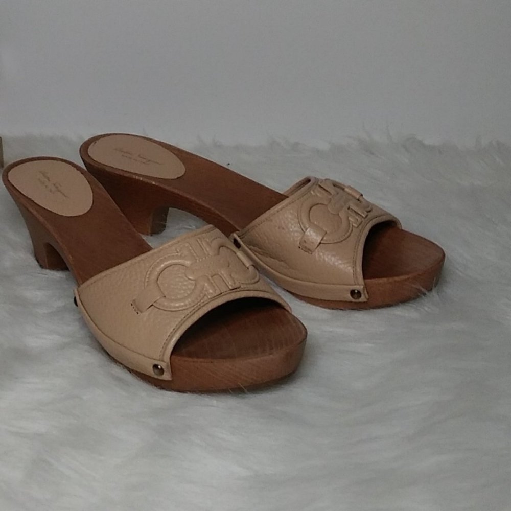 Salvatore Ferragamo Tan Leather Mules
